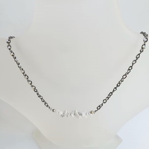 simple necklace, white necklace, Dainty necklace, silver choker, Delicate Necklace, simple chain, minimal jewelry, thin chain, simple silver