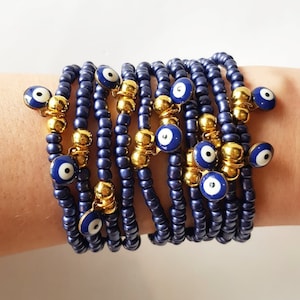 valentine gift - blue evil eye - navy blue bracelets - Protection jewelry - stretch bracelet - nazar boncuk - protection jewelry - festival