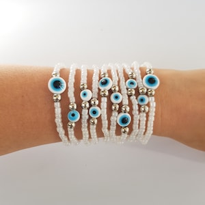 Stretch bracelets - evil eye bracelet - friendship bracelet - blue evil eye - stackable bracelets - everyday jewelry - good luck bracelet