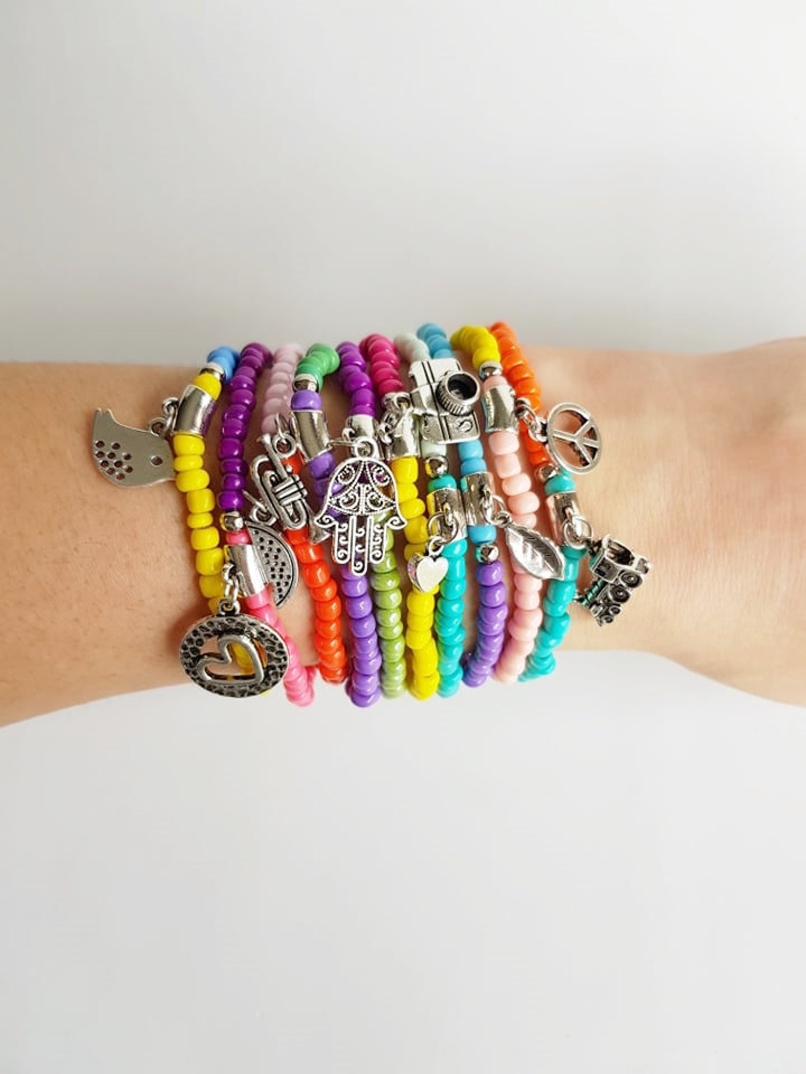 Boho-color Crystal Shell Beaded Friendship Bracelets Handmade Champagne F