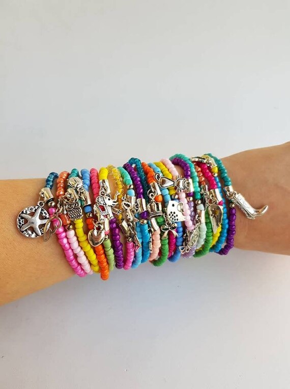 Beaded bracelet stretch bracelet Layered Bracelet Etsy