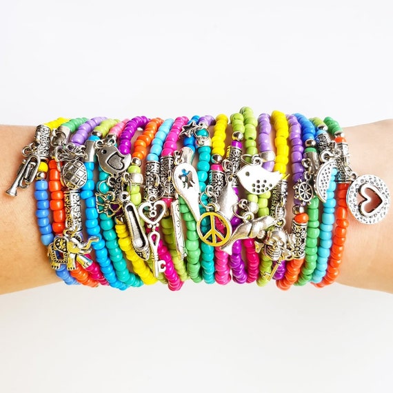 Set 5 Braccialetti Bohemien Con Perline - Gioielli Elasticizzati Vintage Per Donna - Ideali Per La Spiaggia E L'Autunno