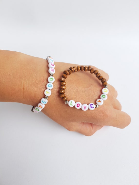 Mama Mini Mother Daughter Matching Bracelet Set Stretch Beaded
