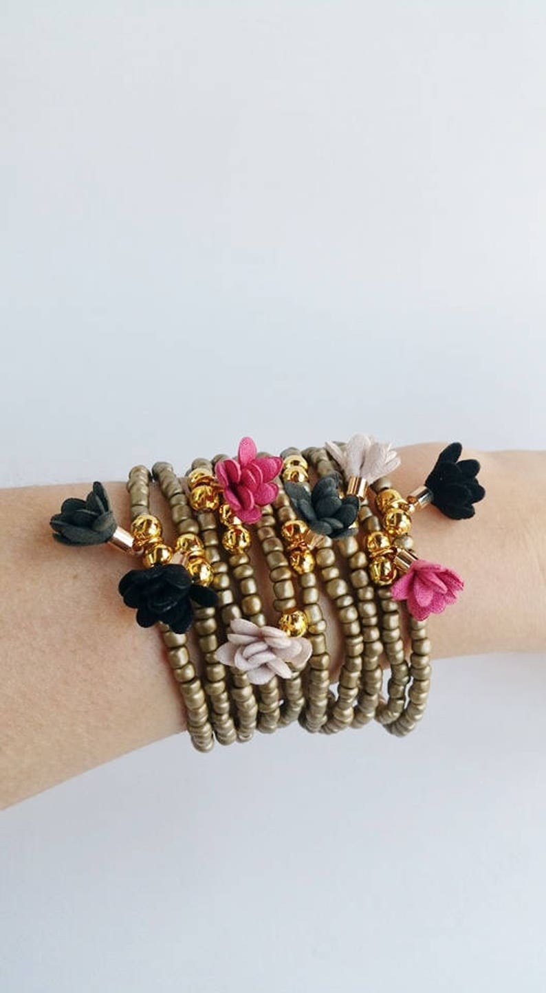 golden bracelet, flower tassel, tassel jewelry, golden bracelets, stretching bracelets, bracelet sets, stretch set, classy gift, friendship image 3