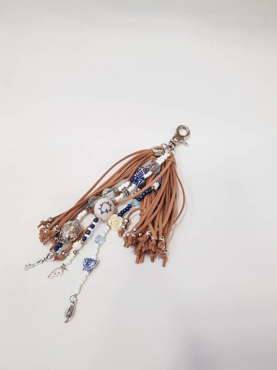 TresJoliePT Leather Tassels for Handbags, Keychain Charm Leather, Keychain Charm, Leather Fringe, Keychain Tassel, Purse Charm, Handbag, Buddha Keychain