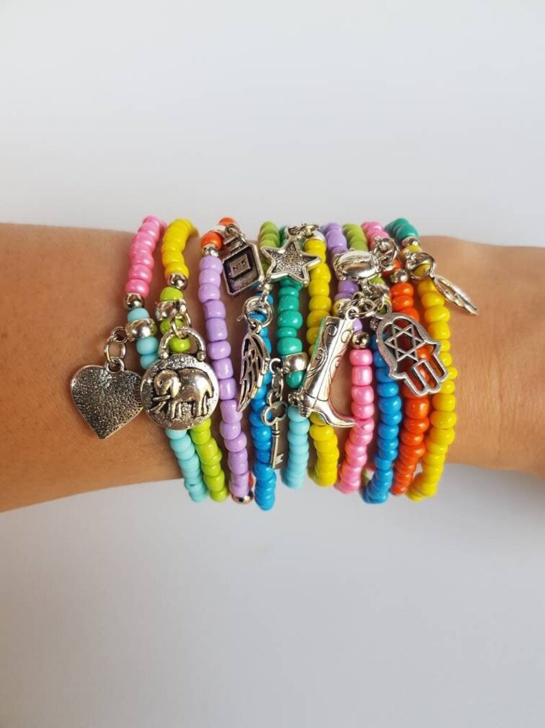 Friendship Bracelets Beaded bracelet stackable bracelet stretch bracelets Boho Chic Colourful Summer Bracelets seedbeed bff gift image 1