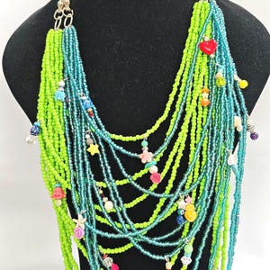 Chunky Necklace - multilayer necklace - colorful neckart - multi layer necklace - long necklace - big necklaces - bohemian - 2 in one - boho