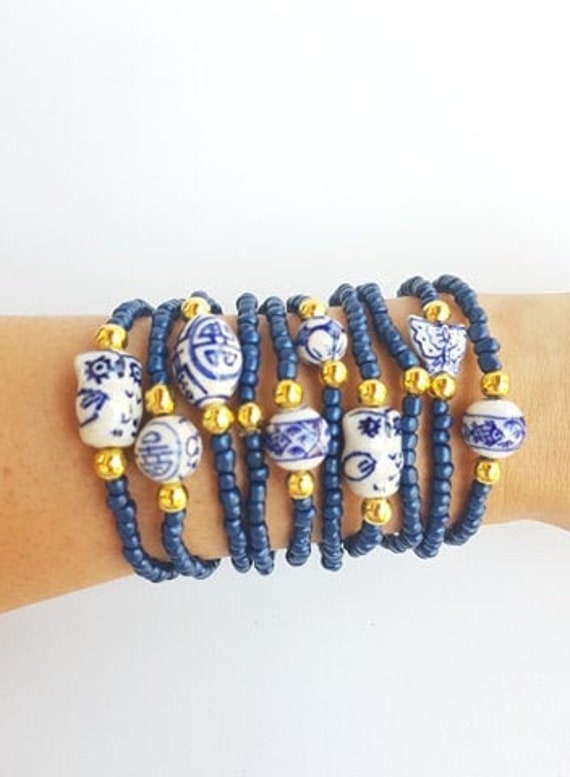 Oxford Blue Friendship Bracelets Boho Chic Bracelets beaded Etsy