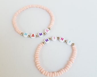 Mama & Mini Mother daughter matching bracelet set stretch beaded Matching Mother Daughter Bracelets Gift for Mom Mommy and Me Matching
