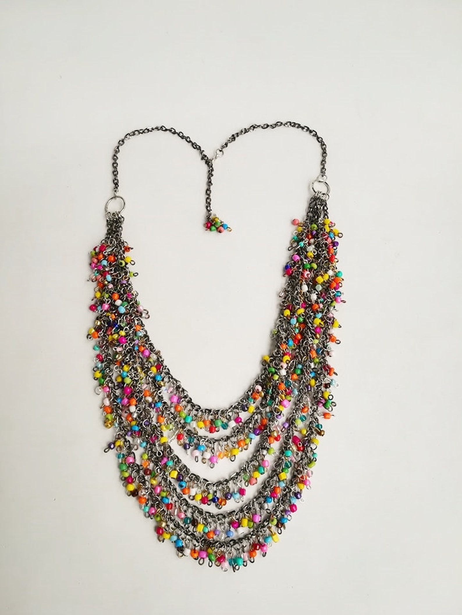 Beaded Necklace Bead Layering Necklace Handmade Etsy