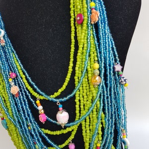 Chunky Necklace multilayer necklace colorful neckart multi layer necklace long necklace big necklaces bohemian 2 in one boho image 8