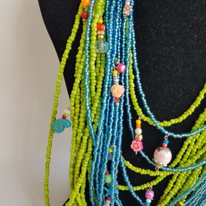 Chunky Necklace multilayer necklace colorful neckart multi layer necklace long necklace big necklaces bohemian 2 in one boho image 2