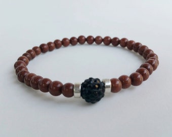 Mens bracelet - bohemian jewelry - beaded bracelets - yoga bracelet - dark brown bracelet - stretch bracelet - gemstone bracelet mens - mala
