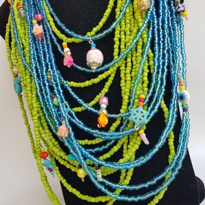 Chunky Necklace multilayer necklace colorful neckart multi layer necklace long necklace big necklaces bohemian 2 in one boho image 7