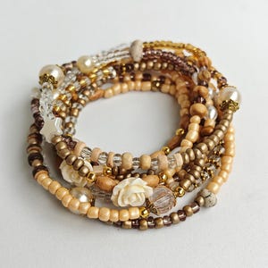 stacking wrap bracelet - layering stacking jewelry - extra long bracelets - golden bracelet - long seed bead strand - stack bracelet