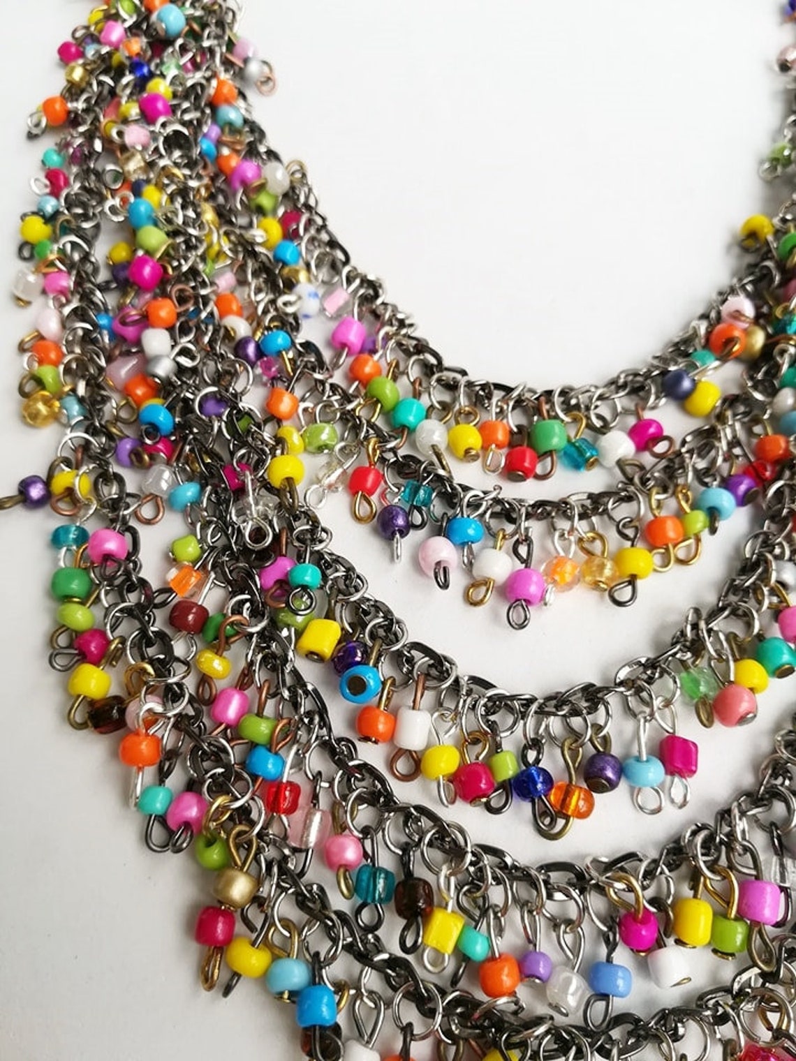 Beaded Necklace Bead Layering Necklace Handmade Etsy