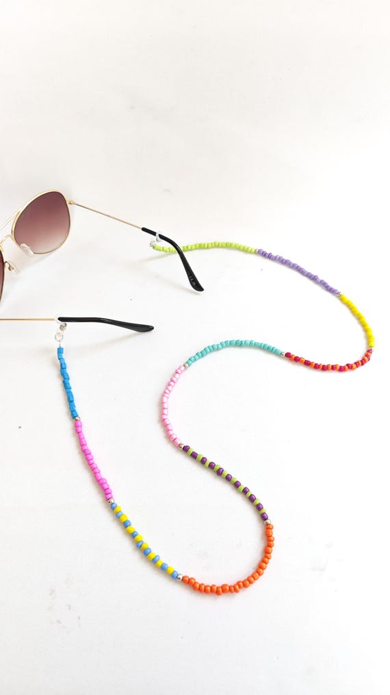 Beach Glasses Chain, Beaded Glasses Strap, Eyeglass Chain
