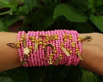 20 pink bracelet - stackable bracelet - Friendship Bracelets - stretch bracelet - bracelet set - summer jewelry - spring bracelet - boho