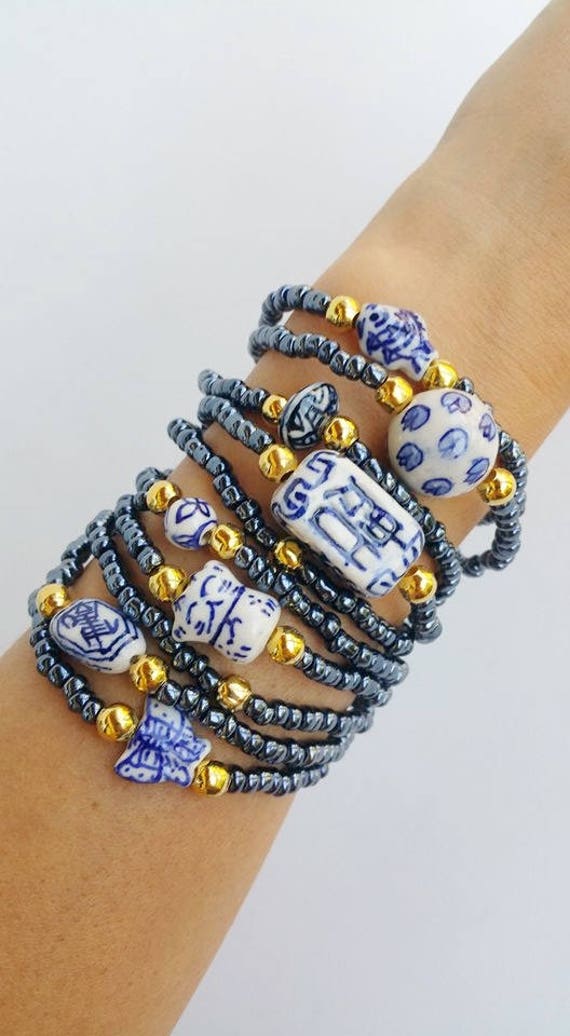 Oxford Blue Friendship Bracelets Boho Chic Bracelets beaded Etsy