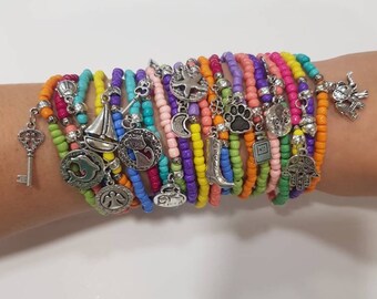 Selfmade Jewelry Bracciale da donna in tessuto bohémien, regalo per la festa della mamma, Natale, piccoli regali da donna, Größenverstellbar, tessuto, azzurro, BELIEVE