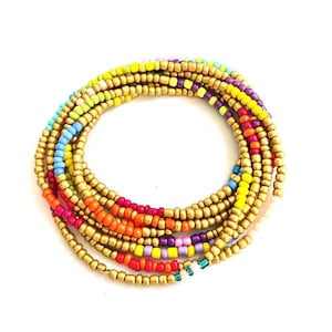 Pulsera envolvente de cuentas de semillas, pulsera envolvente, pulsera de cuentas, pulsera extra larga, pulsera apilable, pulsera larga, tira larga de cuentas de semillas, pulsera apilable