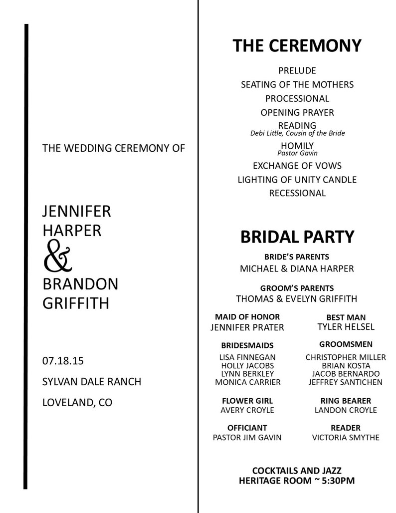 Printed Custom Tall Tea Length Classy Modern Wedding Programs Etsy