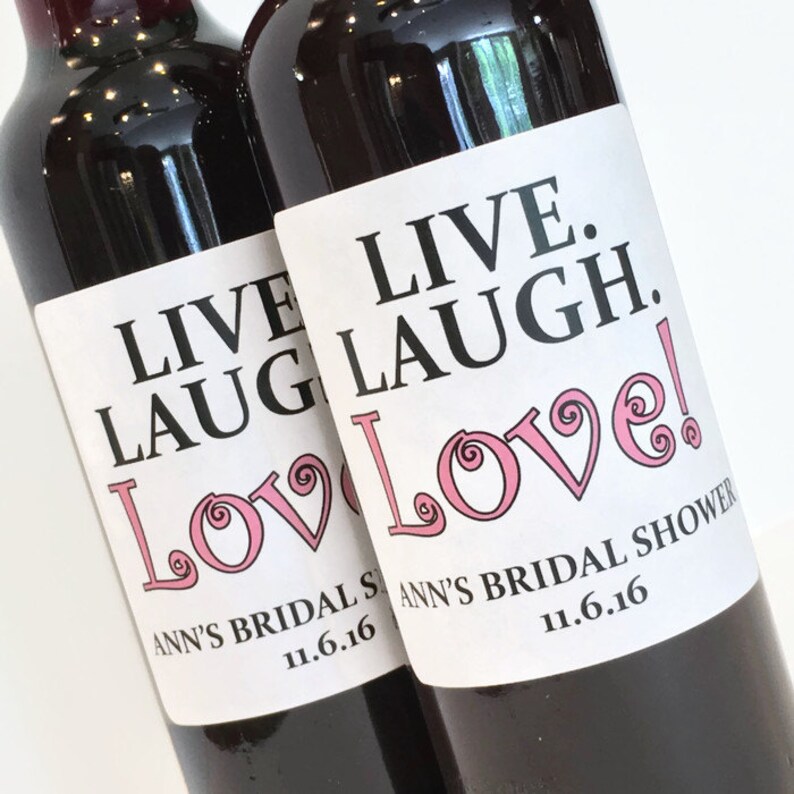 Mini Wine or Champagne Labels Love Live Choose your Accent Color! Bridal Shower Favor or Bachelorette Favor Laugh
