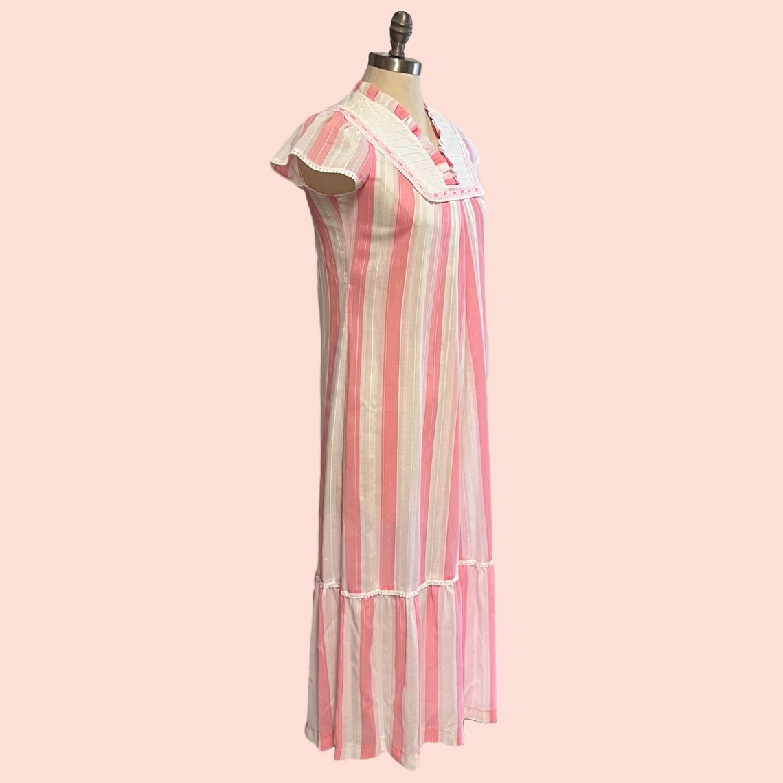 1960s Pink Dress with Silver Lace Overlay