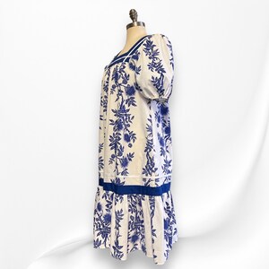 Blue Gingham Hawaiian Muumuu Dress with Ohia Lehua Print 8421