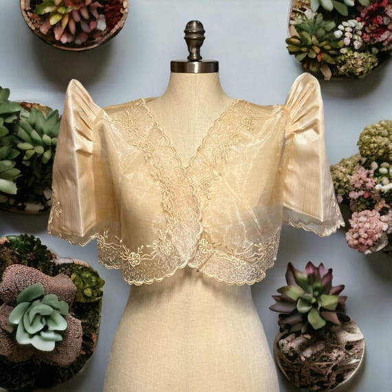 Buy Bolero Embroidered Lace Floral Filipiniana Wedding Maria Clara Beige Size Medium Online in India Etsy