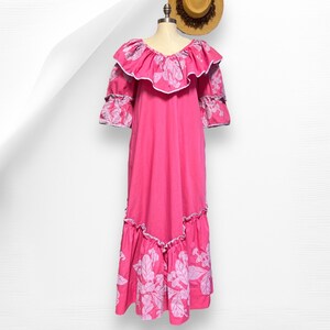 Vintage Hawaiian Yoyo's Hawaii Muumuu Dress Pink Floral Size 10