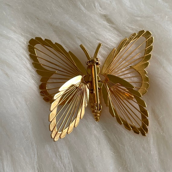 Vintage Gold-plated Butterfly Brooch Signed Monet - image 5