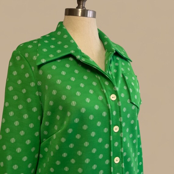 Vintage 100% Cotton Made in India Green Polka Wrap Dress ^^^  S or M ,,,
