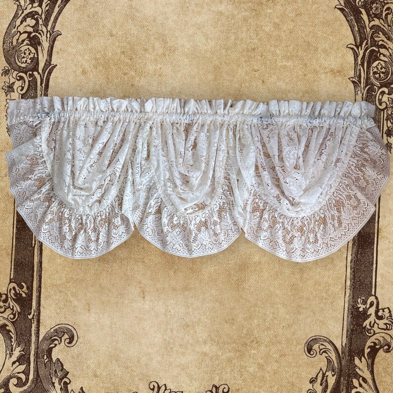 Vintage Jcpenney Lace Waterfall Valance Curtains Set 80s 3 Etsy Australia