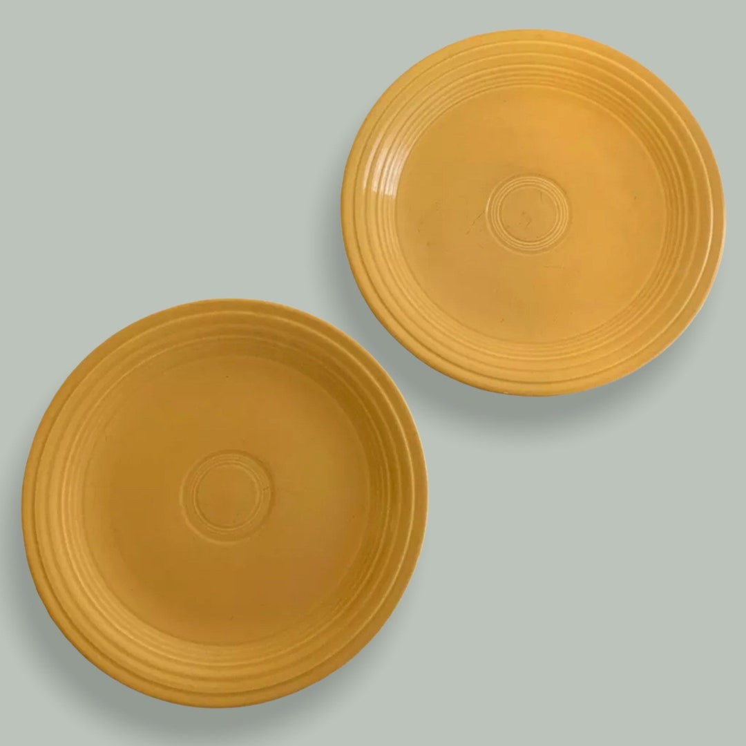 Vintage Fiestaware Luncheon Plates Yellow Two Pieces Circa 1950s 1960s