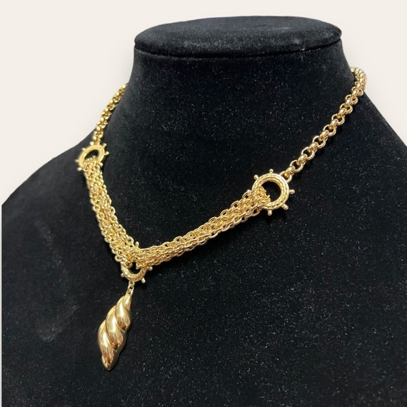 Vintage Nina Ricci Gold Plated Necklace Chain Hel… - image 4