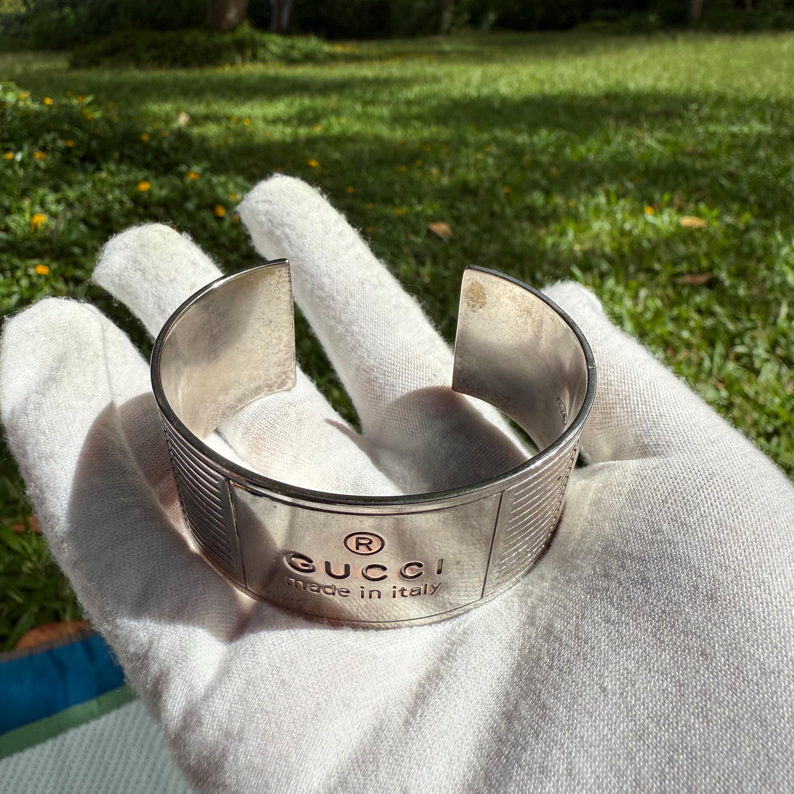 Vintage Gucci Cuff Bracelet 925 Sterling Made in Italy Authentic