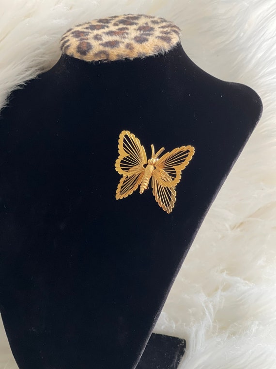 Vintage Gold-plated Butterfly Brooch Signed Monet