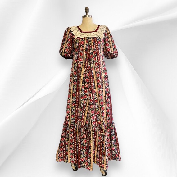 Princess Kaiulani Vintage Hawaiian Muumuu Dress Floral Print Cotton Lace Etsy UK