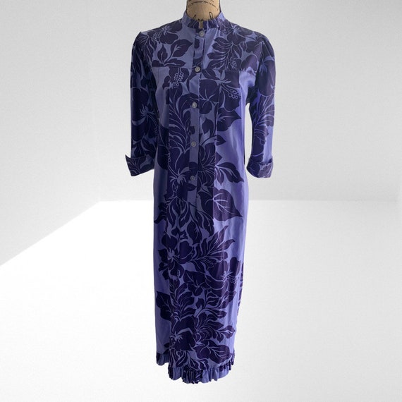 Vintage Hawaiian MuuMuu Dress Hawaii Purple Floral