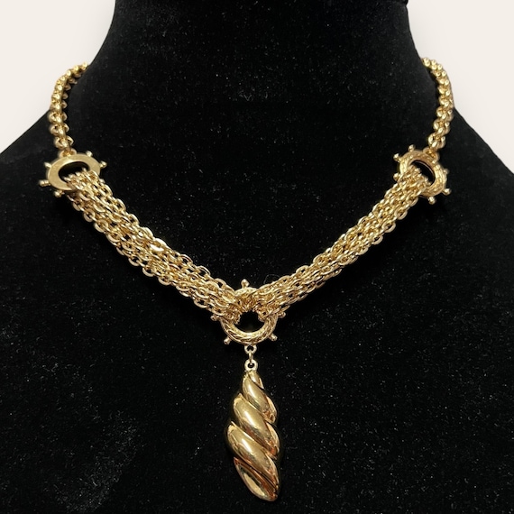 Vintage Nina Ricci Gold Plated Necklace Chain Hel… - image 1