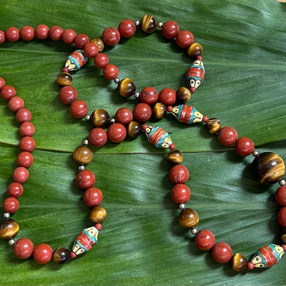 Tiger’s Eye and Red Jasper Single Strand Necklace… - image 2