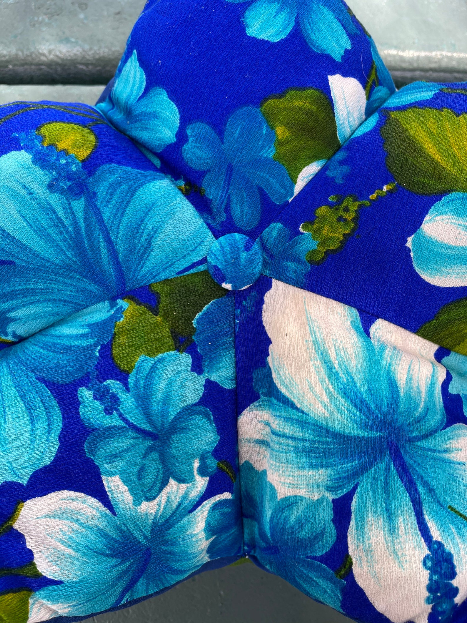 Vintage Hawaiian Quilt Handmade Quilted Blue Hibiscus Etsy