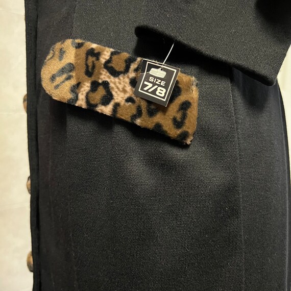 Vintage Black Dress Long Sleeve   Leopard Print S… - image 9