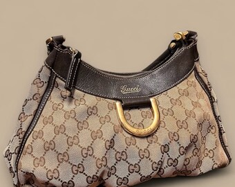 Gucci D Ring Hobo GG Canvas Small Purse Authentic