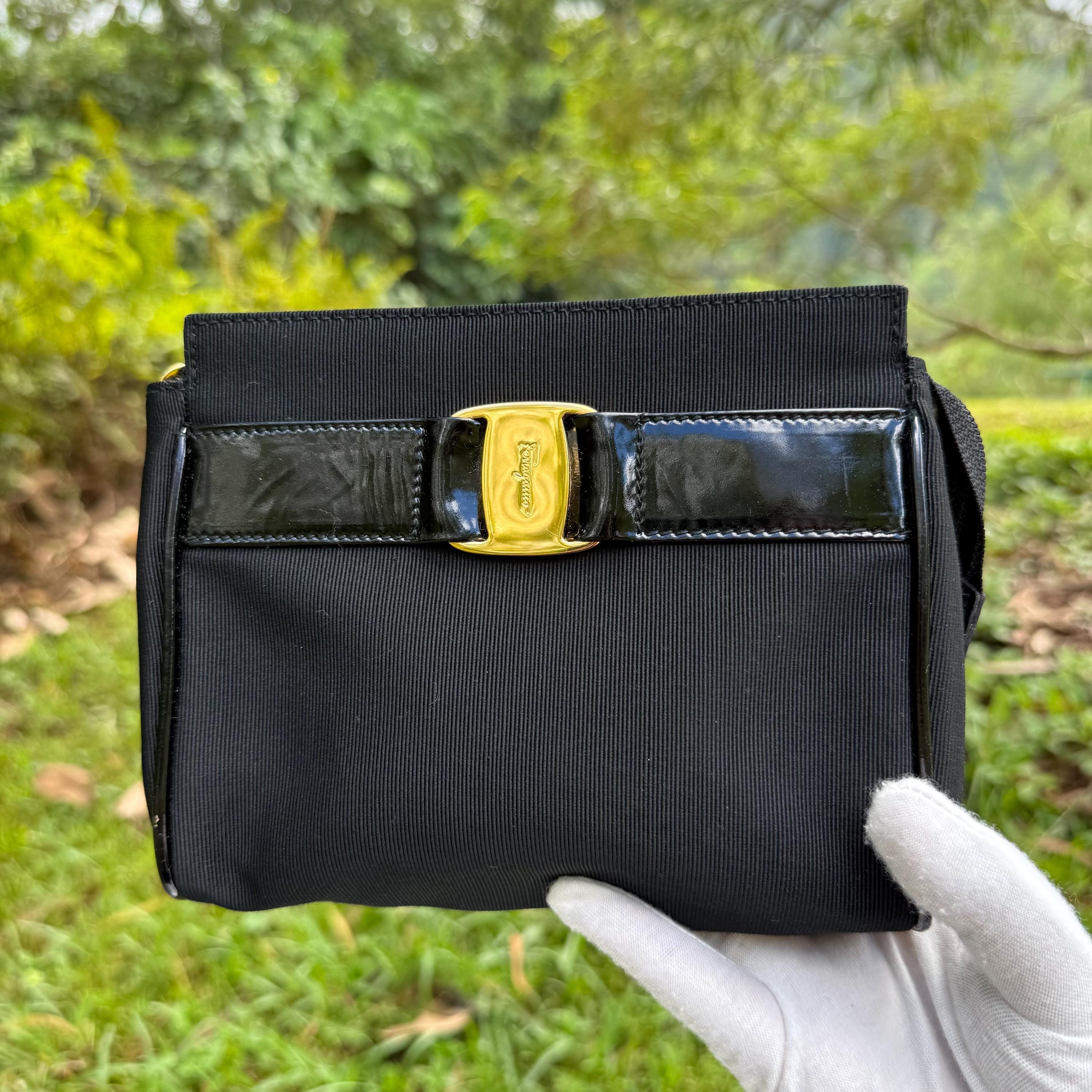 Black Ferragamo Clutch Purse - Etsy
