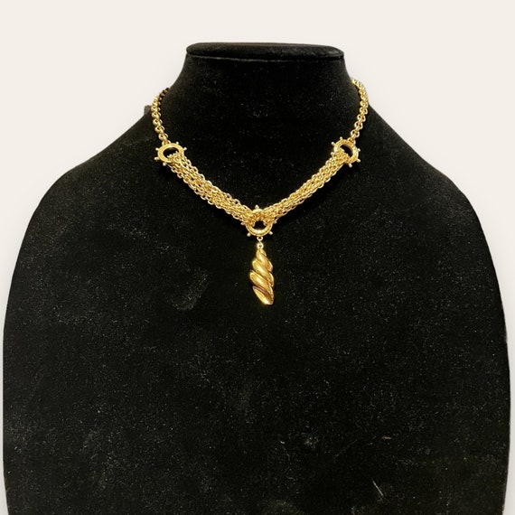 Vintage Nina Ricci Gold Plated Necklace Chain Hel… - image 2