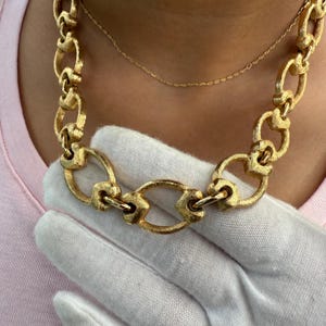 Vintage DIOR Christian Dior Germany Chunky Chain Necklace Gold Tone Necklace Signed