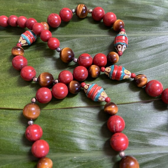 Tiger’s Eye and Red Jasper Single Strand Necklace… - image 3