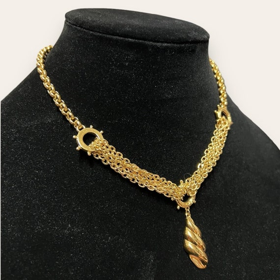 Vintage Nina Ricci Gold Plated Necklace Chain Hel… - image 3